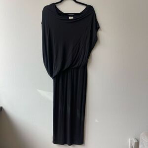 H&M Women's Ankle Maxi Dress Classic Drape Slouchy Short Sleeve Black Size 10